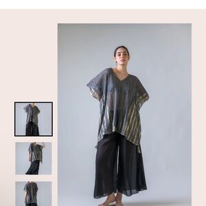 Chic Metallic Striped Women's Tunic